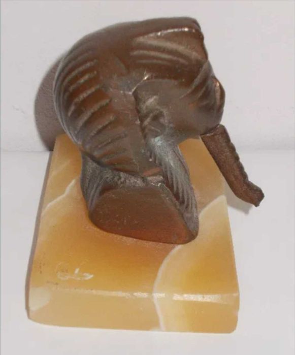 Stara Egipska figurka - 100 % mosiądz na marmurze