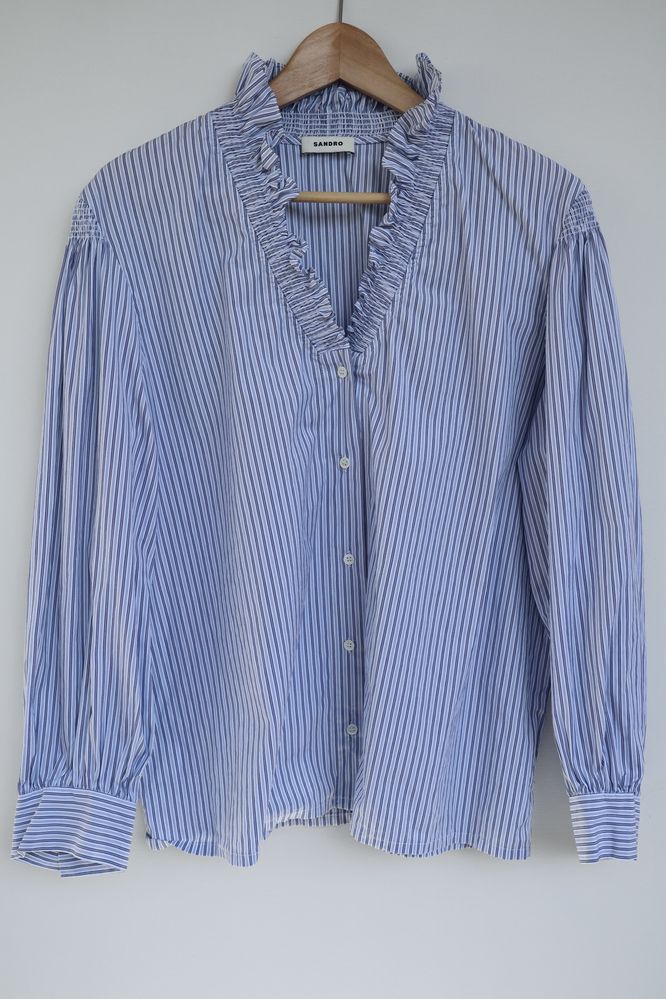 Sandro Paris Koszula w niebieskie prążki bawełna