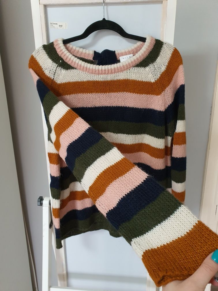 Sweter w paski Vila M 38 nowy