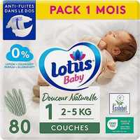 Lotus Baby Douceur Naturelle Pieluszki Rozmiar 1 (2-5 kg) 80 pieluszek