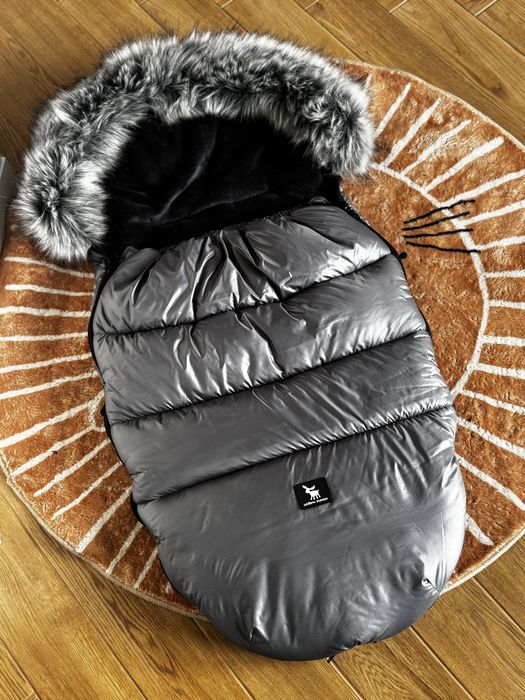 Śpiworek Cottonmoose zimowy do wózka szary srebrny metalizowany