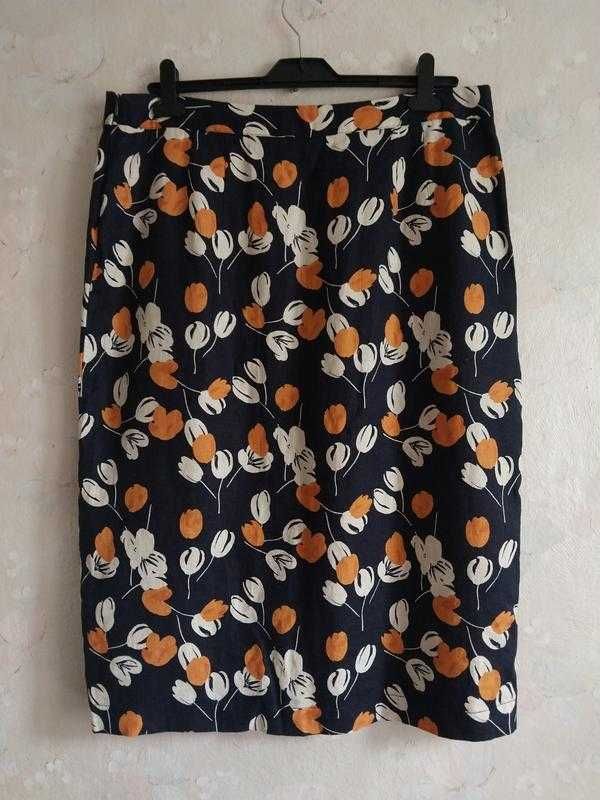 Жіноча лляна спідниця Laura Ashley UK18 52р., міді, льон