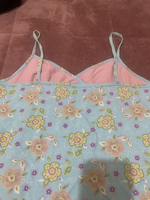 Camisa de dormir “Cotton Sweet” XL azul/rosa/verde de alças