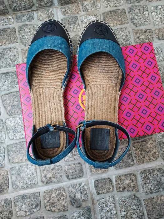 Dżinsowe espadryle ze skóry cielęcej Tory Burch 41