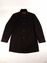 Czarny męski płaszcz z domieszką wełny Lavard XL