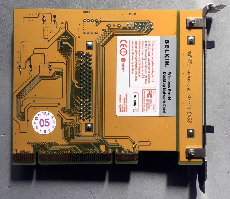 Placa Belkin Wireless Pre-N Desktop Network Card PCMCIA PCi