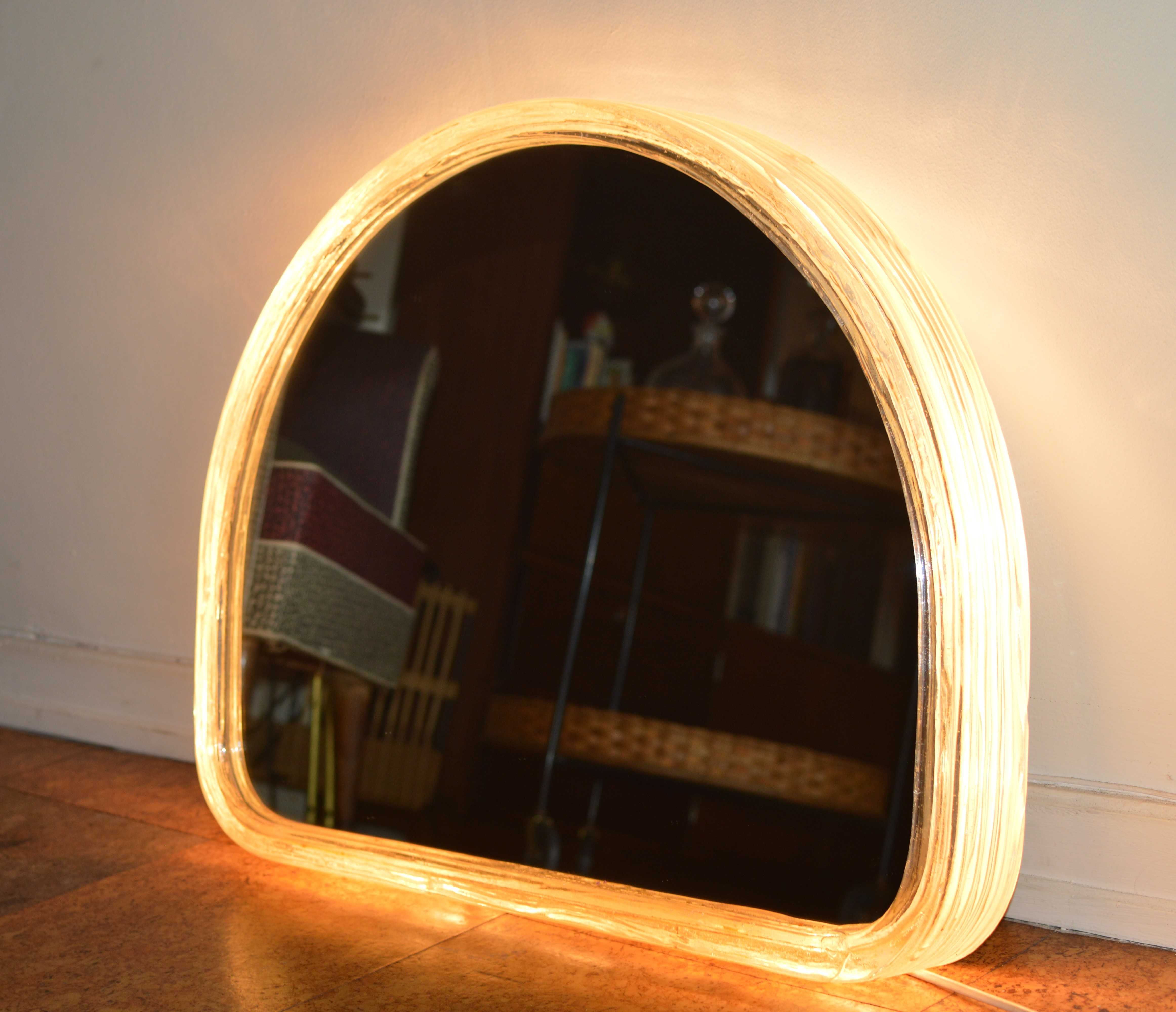 Espelho iluminado alemão. Vintage Hillebrand Mirror midcentury