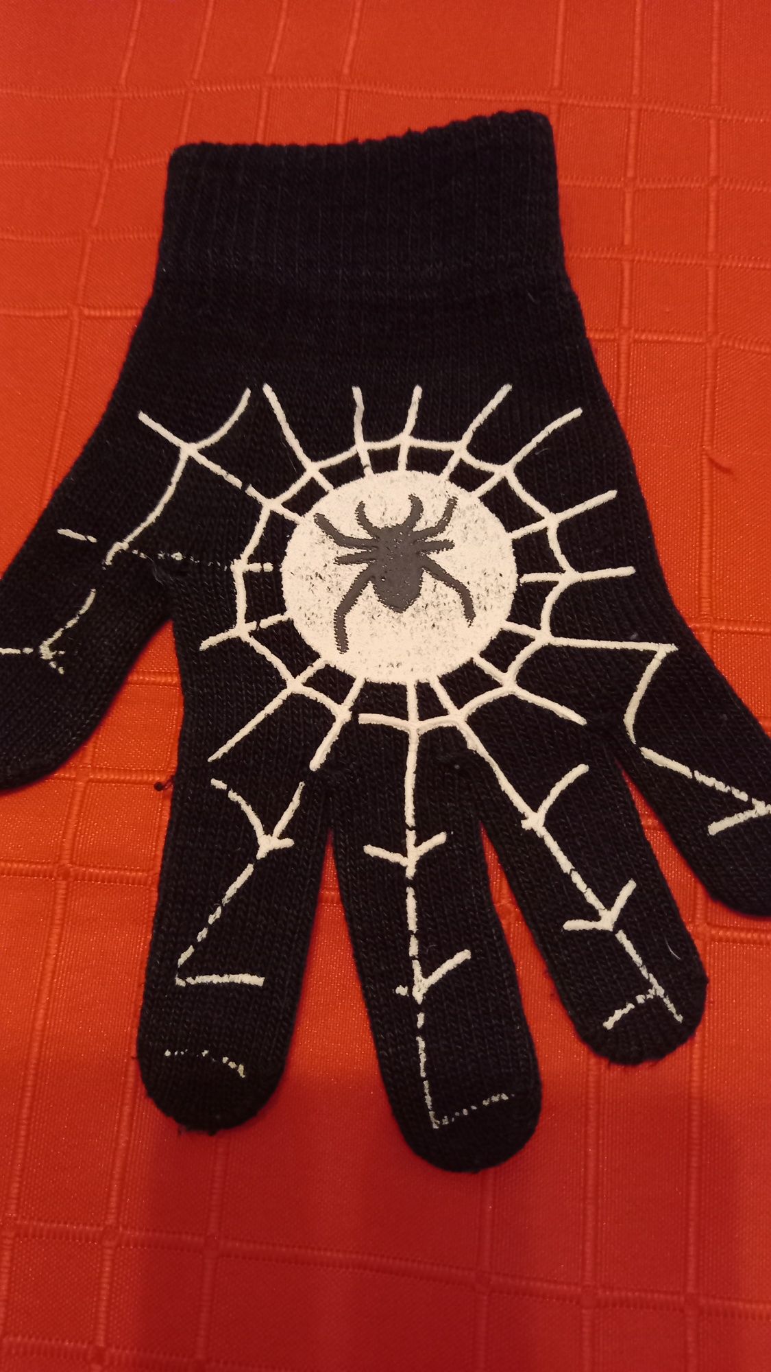 Rękawiczki czarne pająk pajęczyna