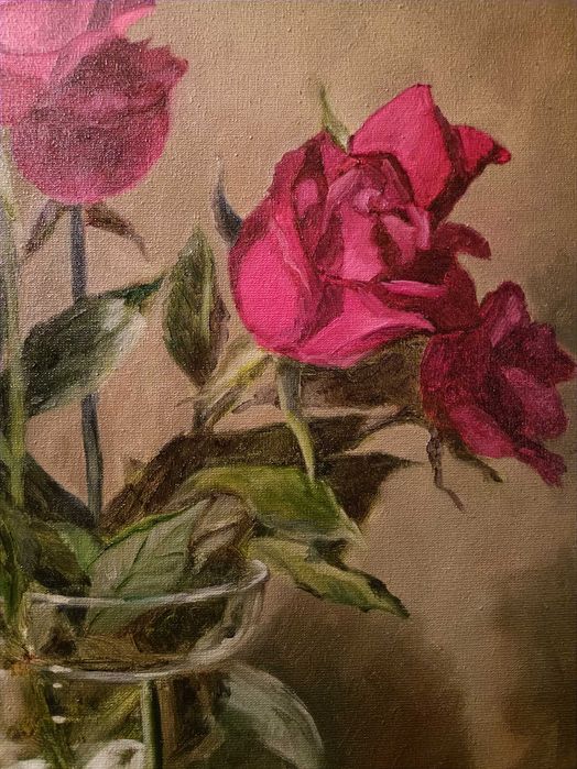 Różany bukiet, obraz olejny 40x50 cm