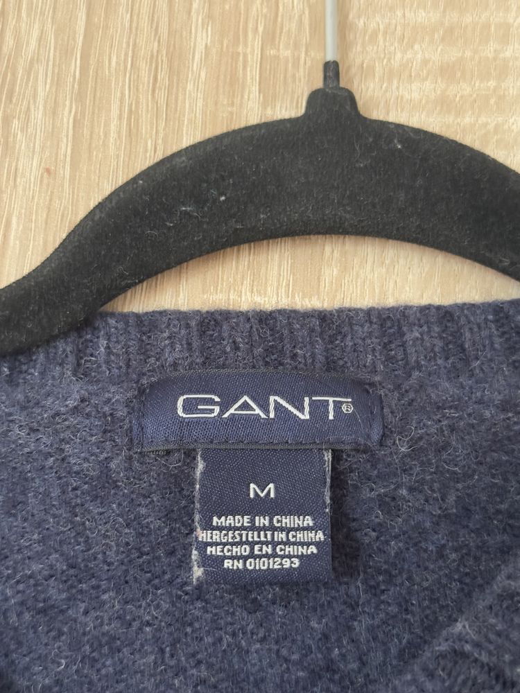 Sweter Gant Adventure M granatowy logowany vintage 100% lambswool y2k
