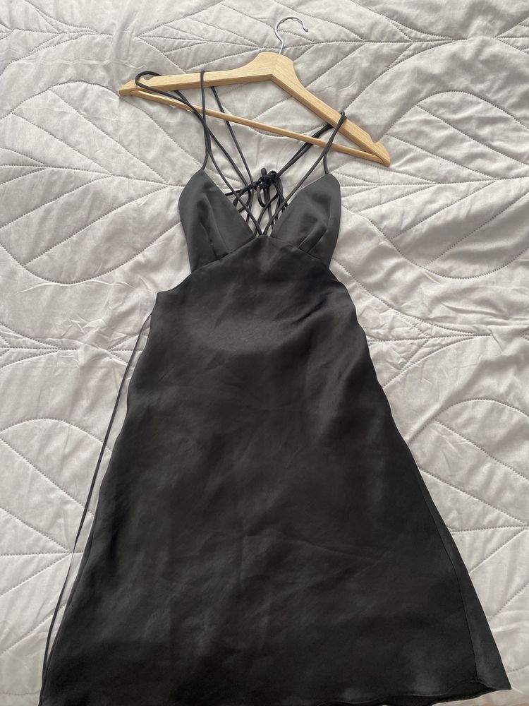 Sukienka bieliźniana Zara xs czarna seksowna satynowa