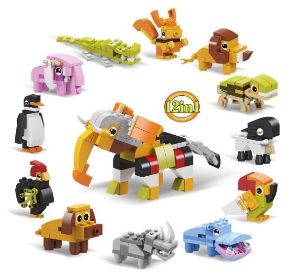 Mini Legos de Animais 12 em 1 - Reino Animal Zoo NOVO Natal