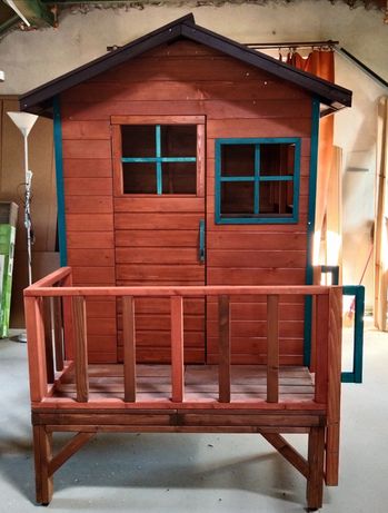 Drewniany domek dla dzieci (składany) + piaskownica