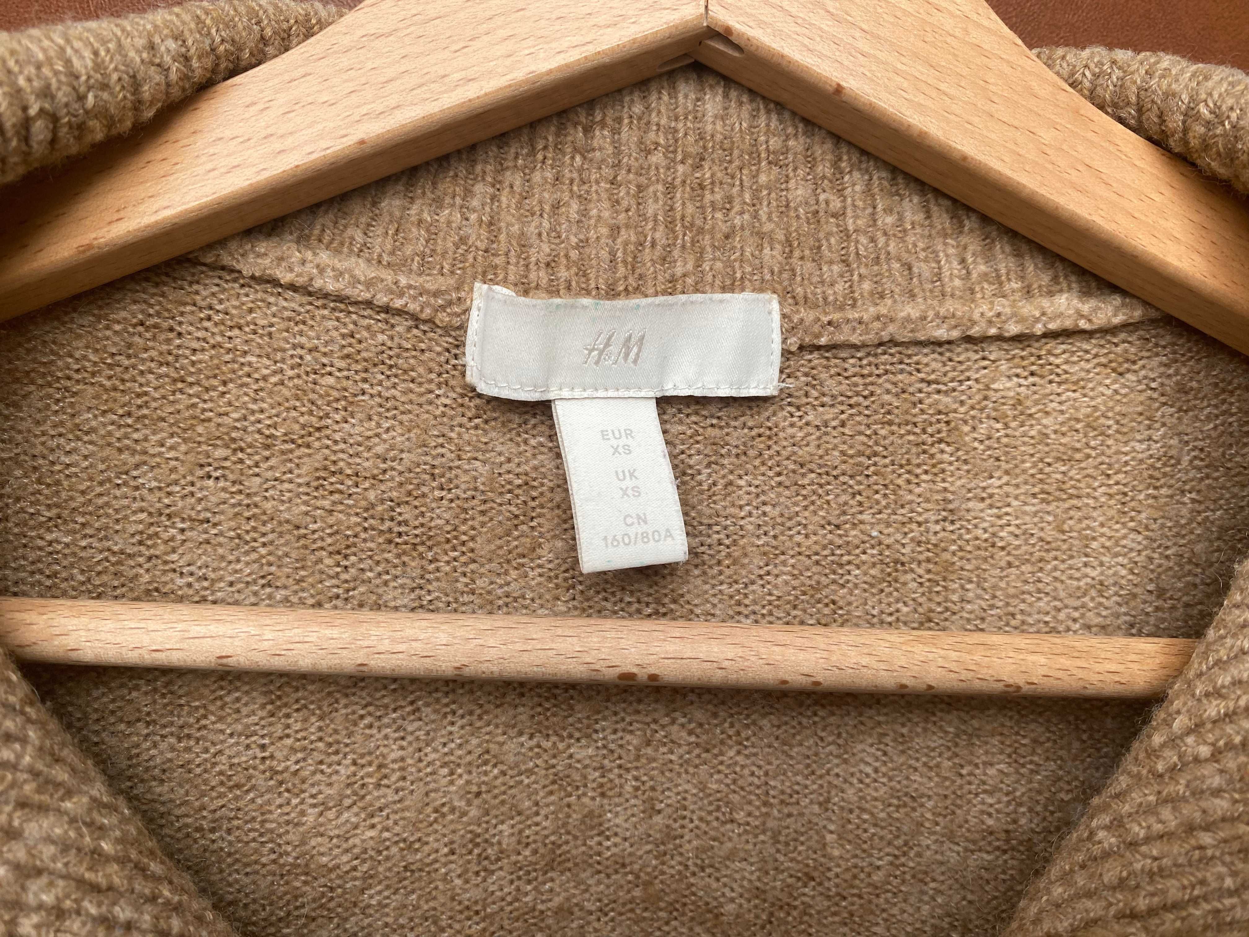 Sweter H&M rozmiar S / XS brązowy z domieszką wełny