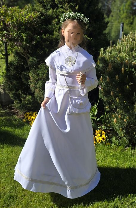 Przepiękna Alba komunijna sukienka+ torebka