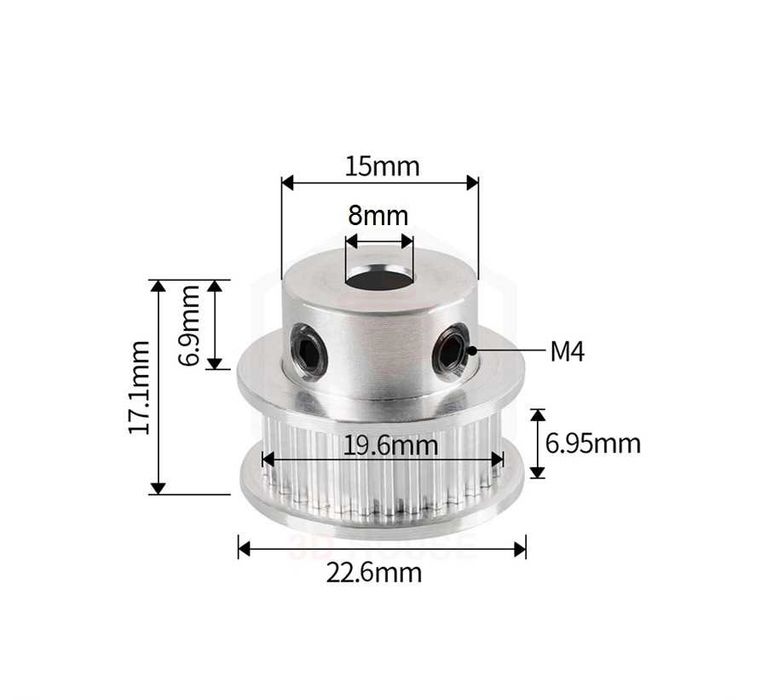Koło napędowe zębate pasowe GT2 32T pasek 6mm wałek 5mm zębatka CNC 3D