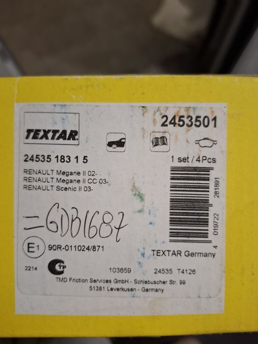 Pastilhas travão renault megane 2