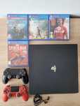 PS4 PRO z dwoma padami + gry + sluchawki