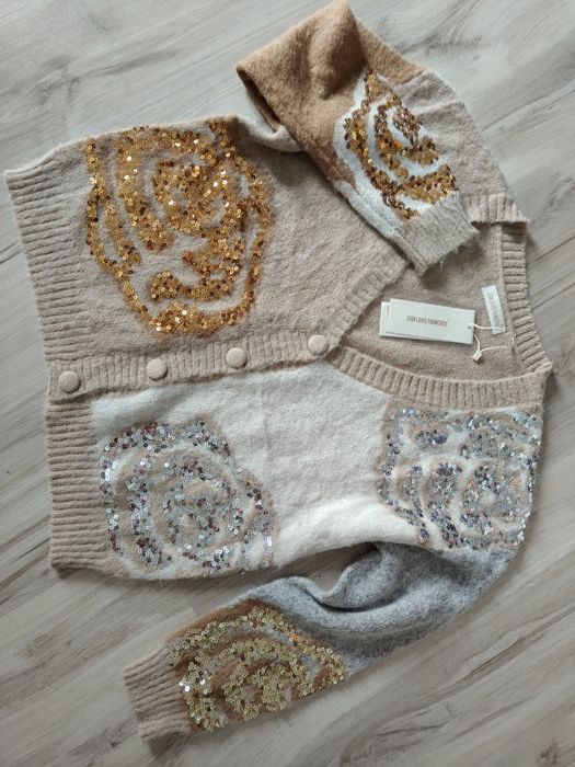 Kardigan sweter cekinowe róże