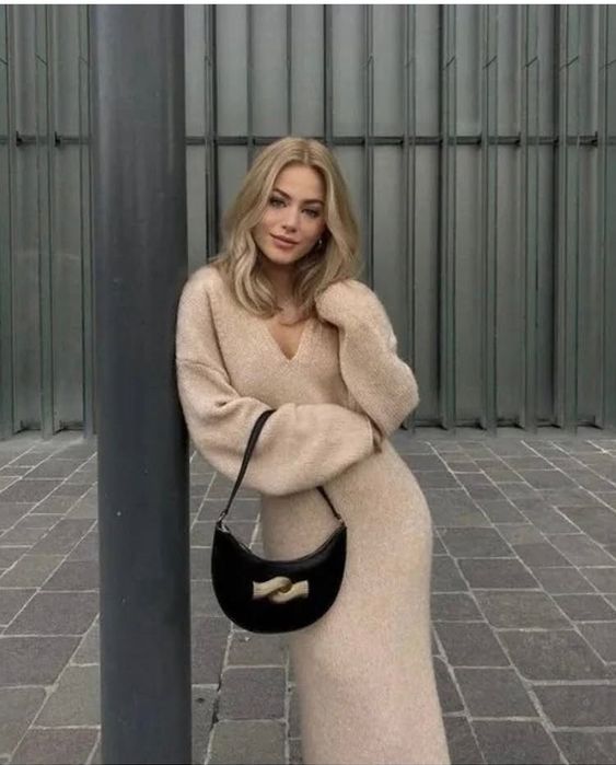 Zara стильное платье с альпакой