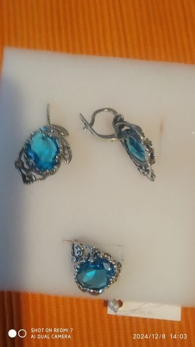 Серьги  с кулоном серебро 925