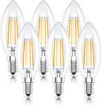 6x Żarówka LED E14 4W = 40W 400lm 2700K Ciepła 300° Filament Huoqilin