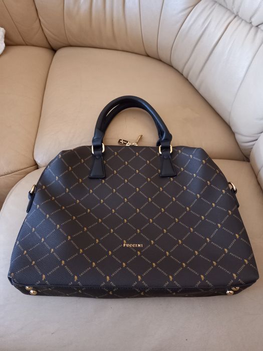 Torba Puccini logowana kuferek, shopperka, aktówka A4  brązowa  Nowa