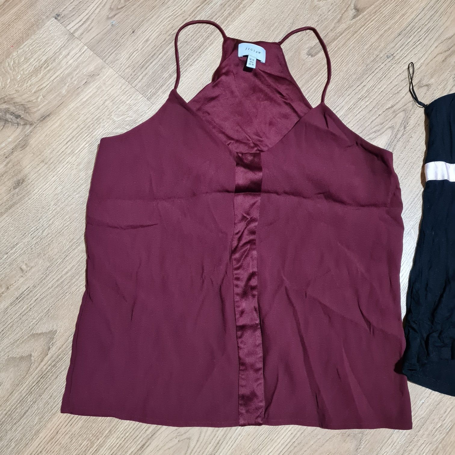 Jigsaw la senza bluzka halter elegancja bordowa plus top czarny z koka