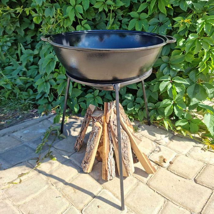 Казан чугунний 8,12,15,18л кришкою сковородою форми Wok Наша Майстерня