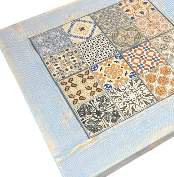 Wyprzedaż Stoliki  kawowe drewniane z kafelkami 60x60