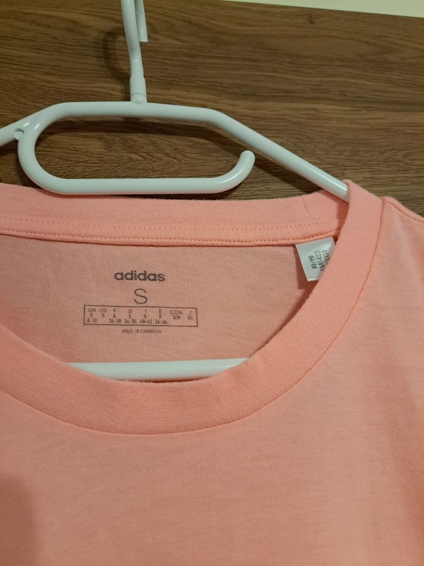 Pudrowy róż/morelowy t-shirt/bluzka adidas rozmiar S/36