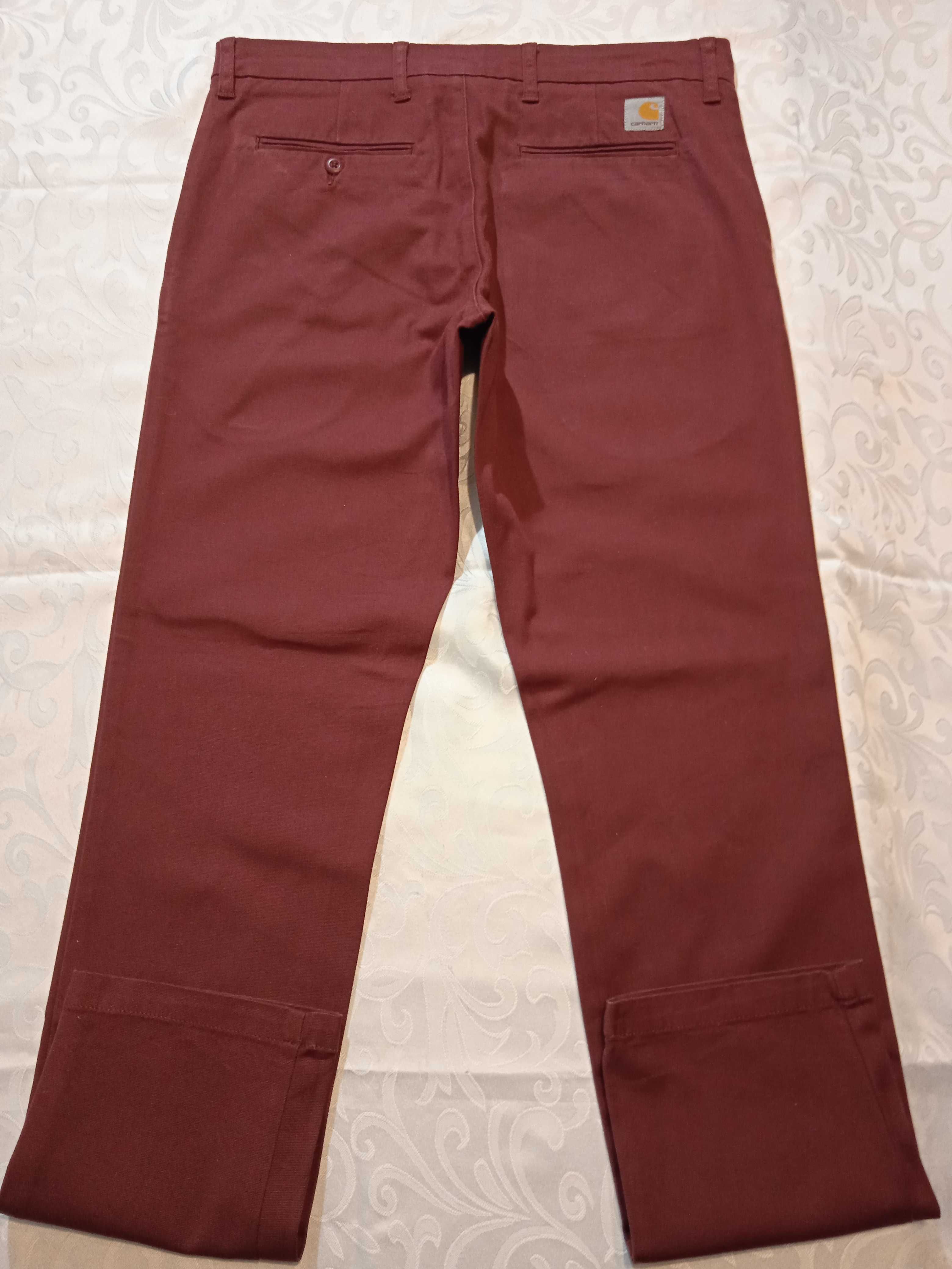 Carhartt Slim Nowe bordowe spodnie jeansy W32 L32