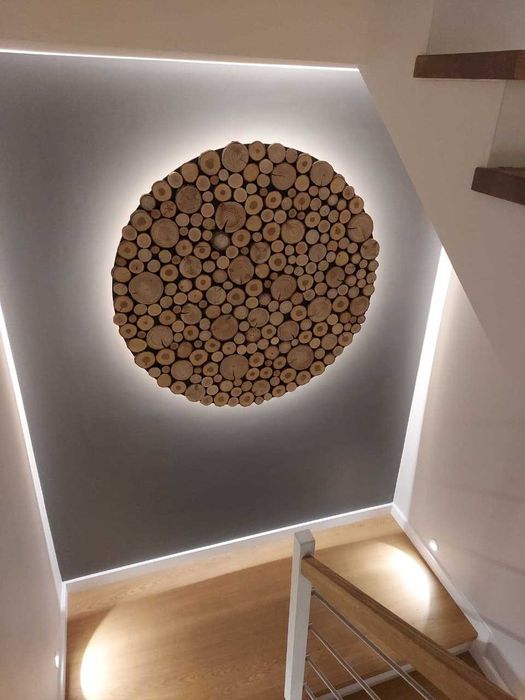 Panel ścienny drewniany z podświetleniem