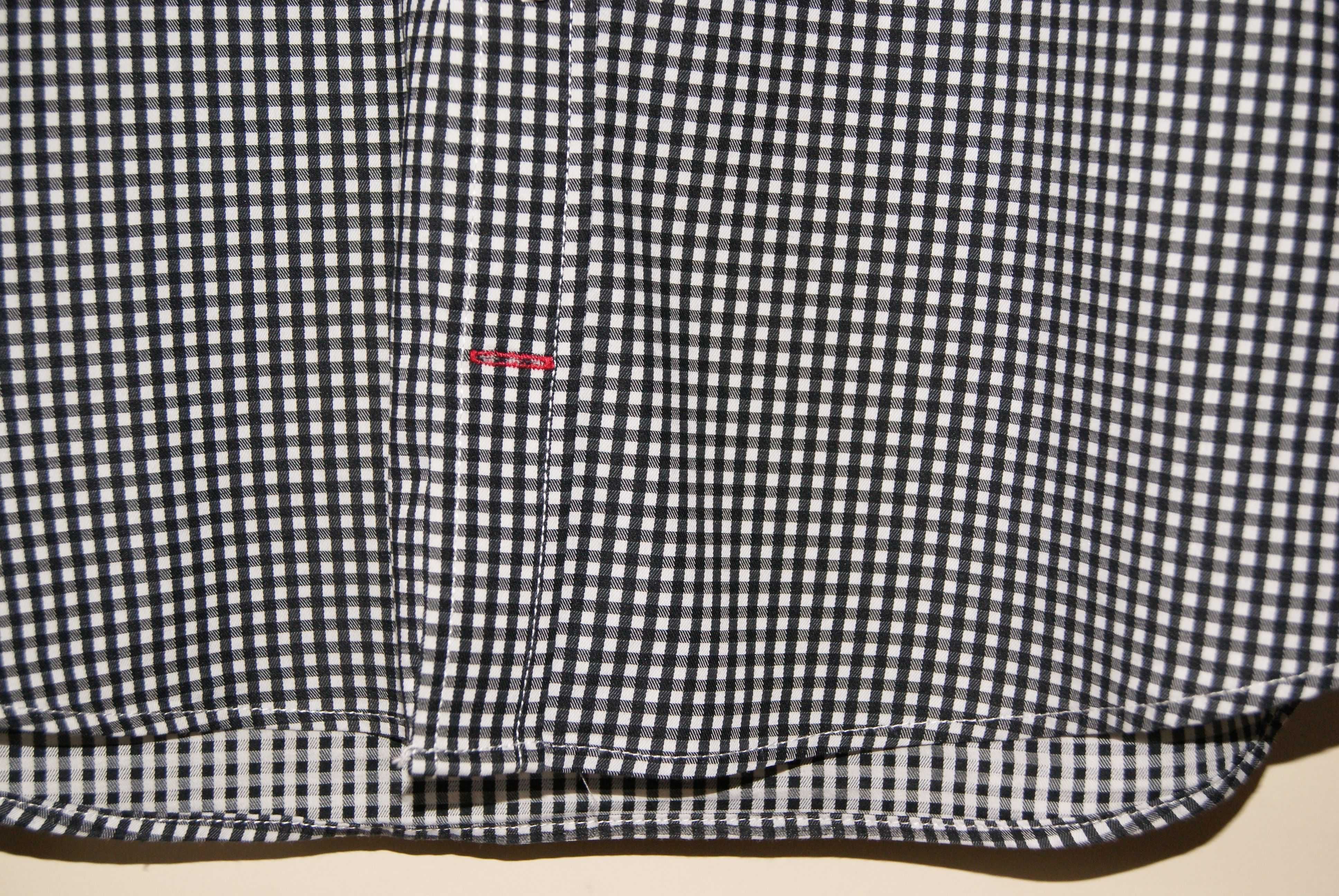 Koszula męska/juniorska DRESSMANN, S, SLIM FIT, biało-czarna kratka