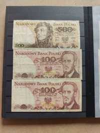 Banknoty PRL - kolekcja 18 sztuk - nominały 50, 100, 500