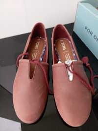 R. 36.5 Toms Nowe skórzane buty Baleriny Brown brązowe