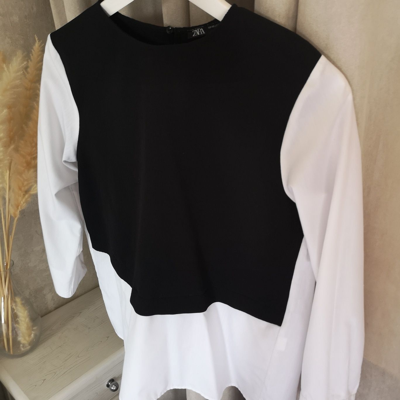 Biało czarna bluzka koszulowa Zara rozmiar XS