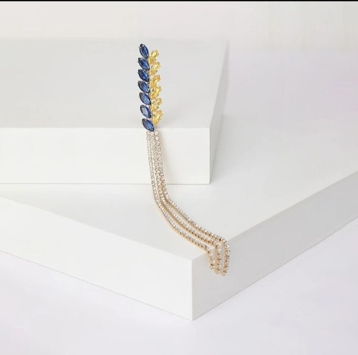 Брошка у вигляді колоска жовто-блакитна