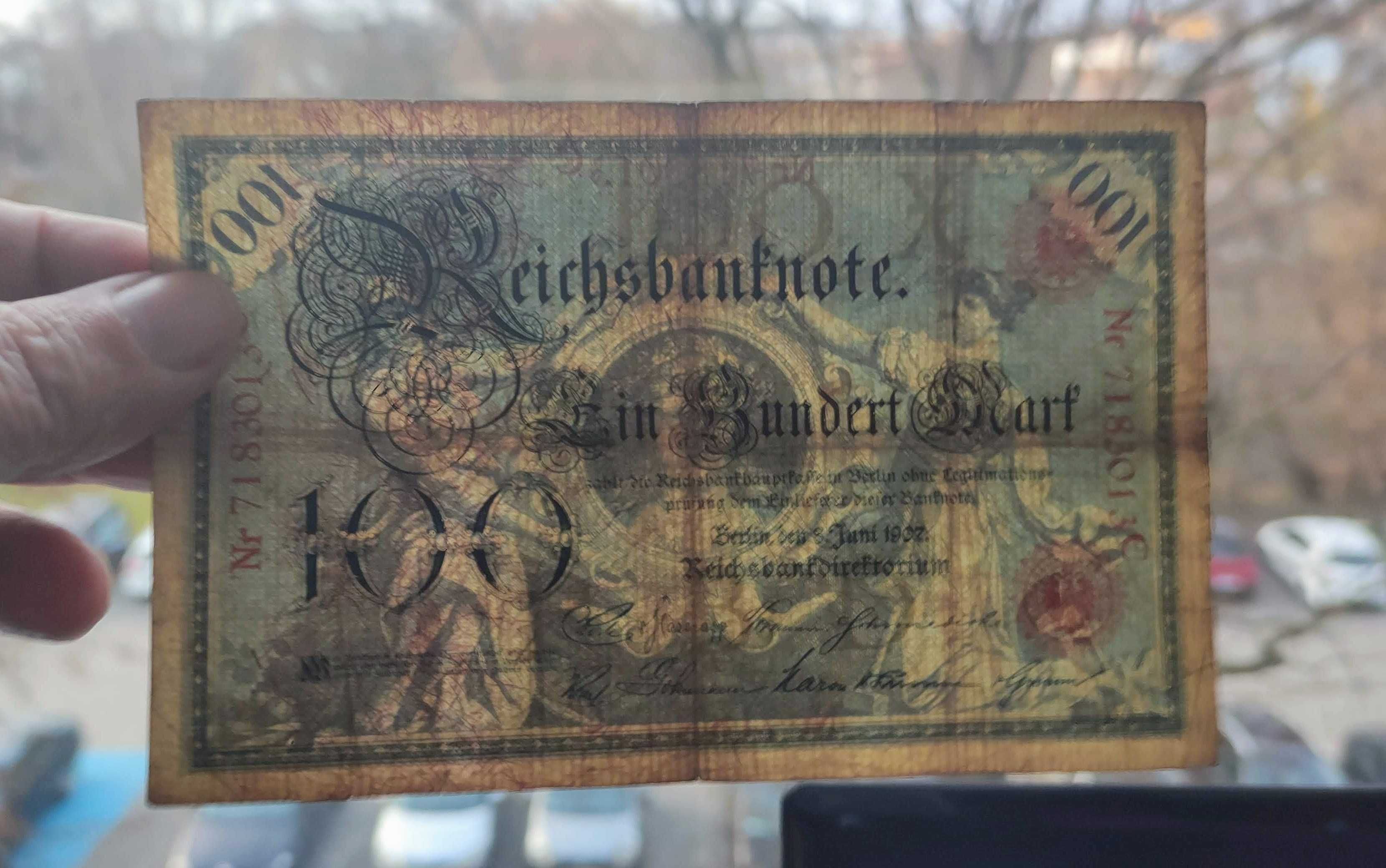 Banknot Niemcy 100 Marek 1907 - Poszukiwany / Rzadki !
