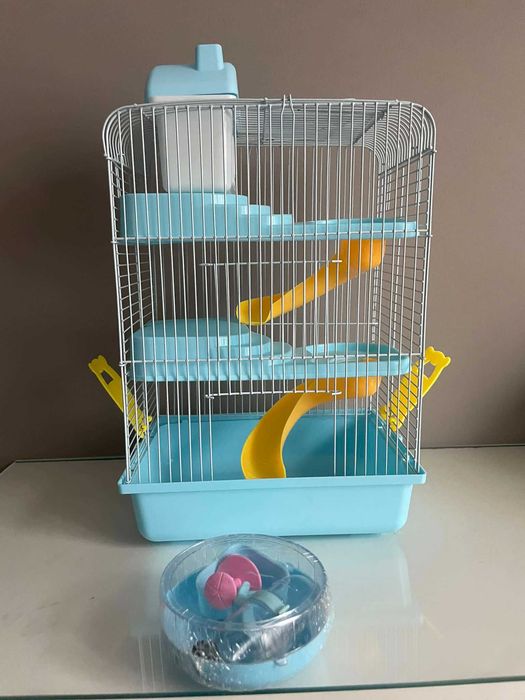 NOWA błękitna klatka dla chomika 3 piętra dla myszy małych gryzoni