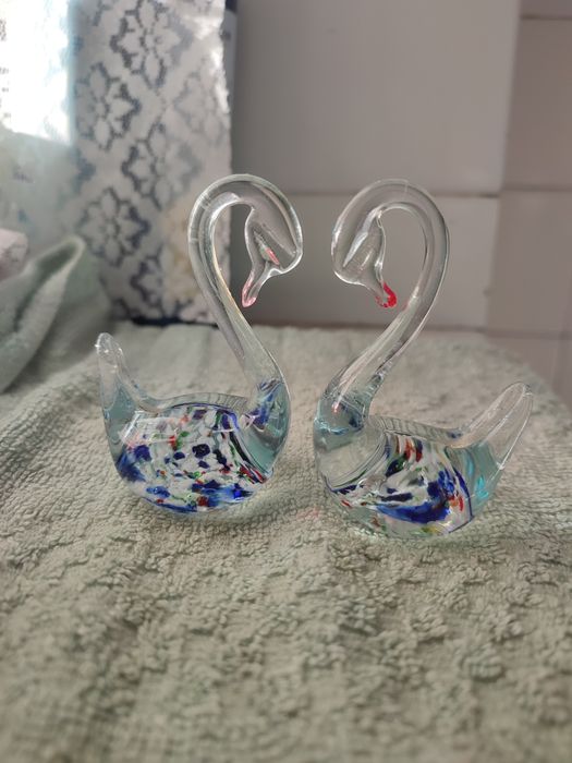 Лебеді,фігурка лебедя,скляний лебідь