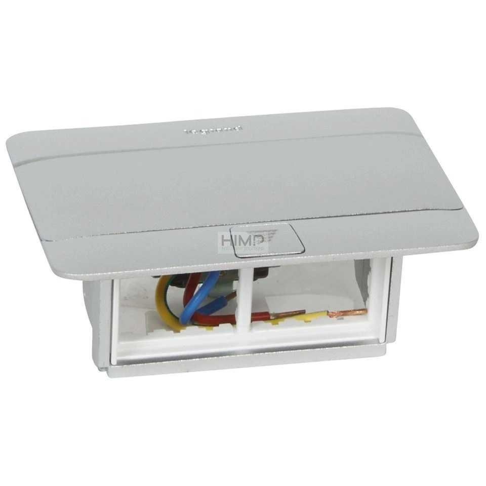 Minipuszka do blatów ALUMINIUM białe gniazda 2P+Z Legrand 054011