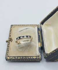 Pierścionek złoty 375 9k diamenty szafiry wycena obrączkowy antyk