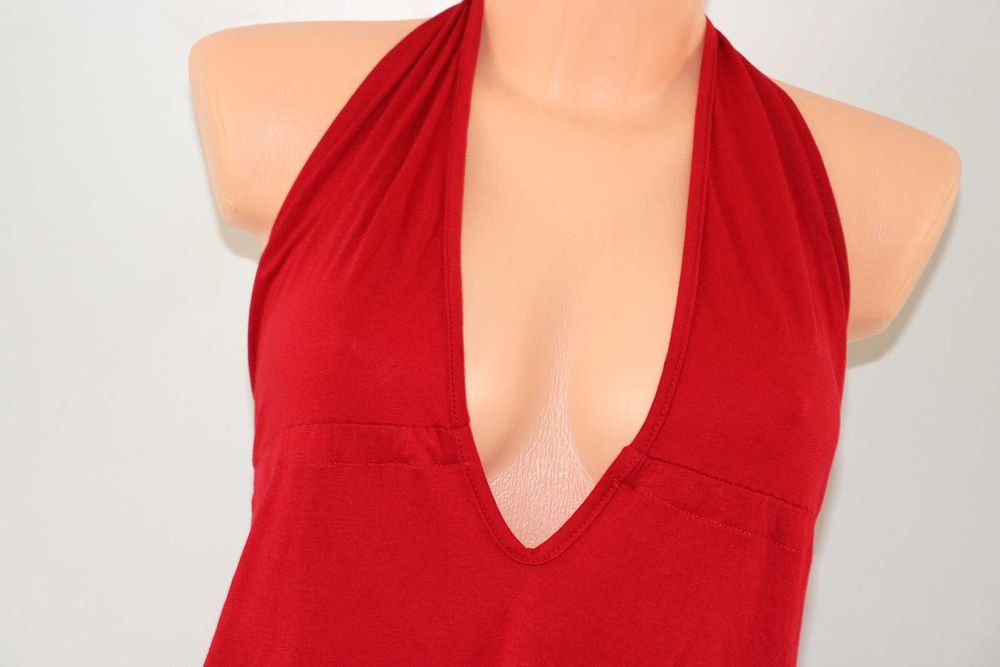n6 Boohoo czerwona damska bluzka wiązana Nowa 44/46 XXL/3XL