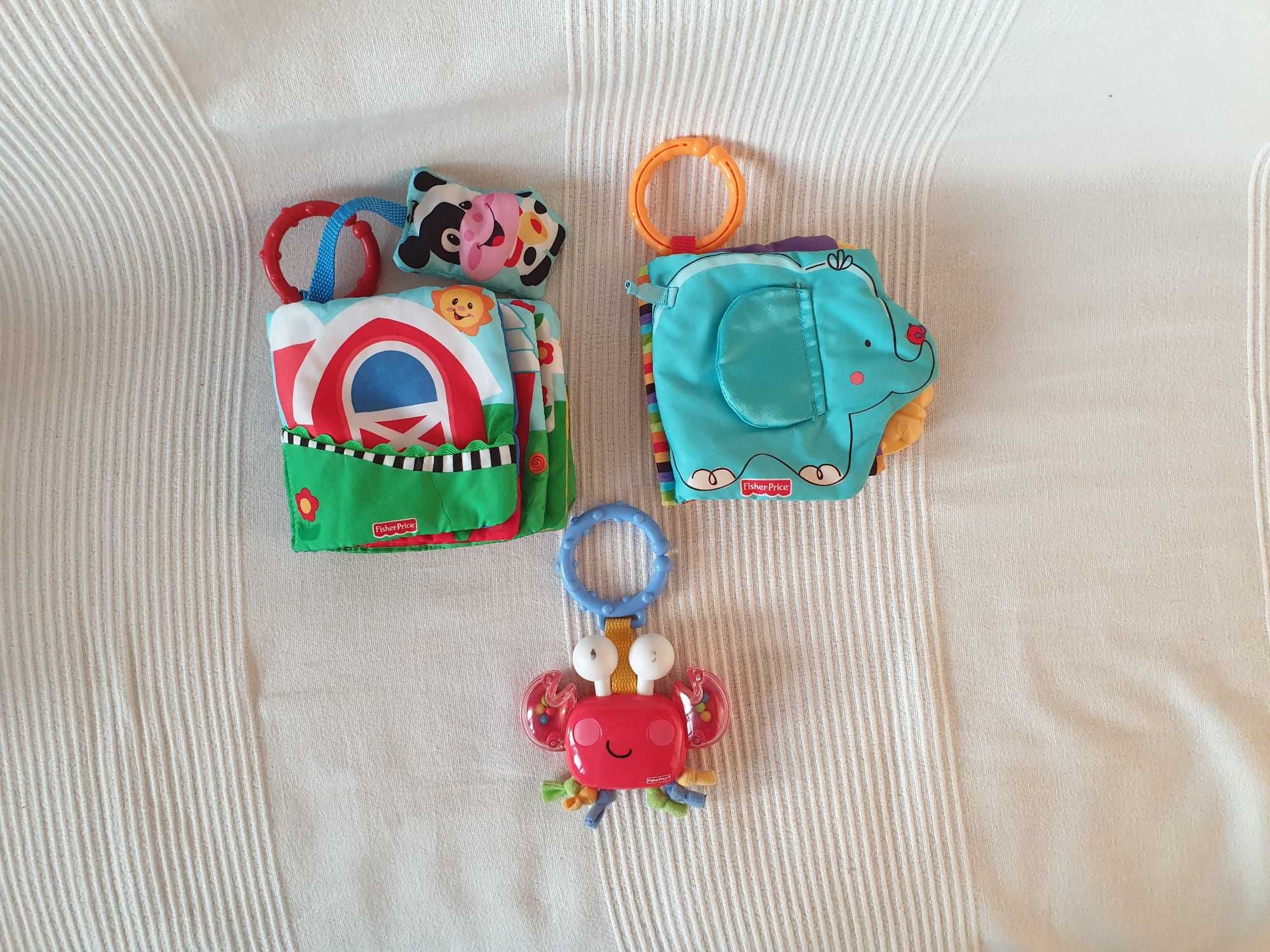 Fisher-Price książeczki materiałowe i krab – zawieszki