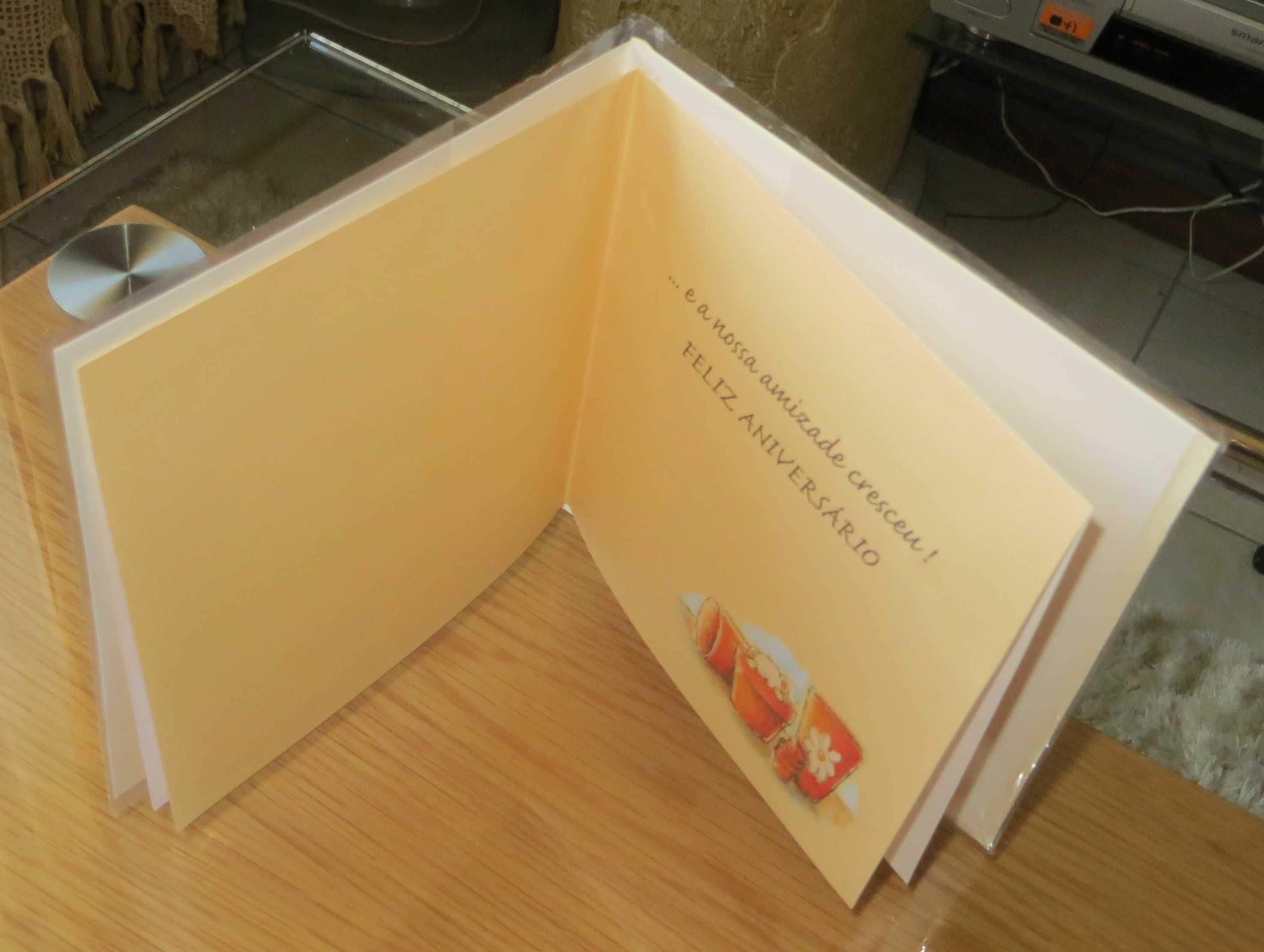 Postal Dia Aniversário, em forma de livro, p/ CD papel de carta - Novo