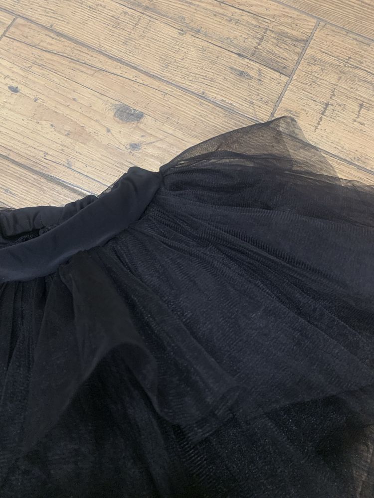 Черная сатиновая юбка пышная короткая