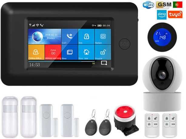 Alarme Tuya sem Fios + Sirene Esterior SOS/GSM/WiFi (NOVO)