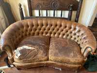 Sofa chesterfield de pele para recuperar