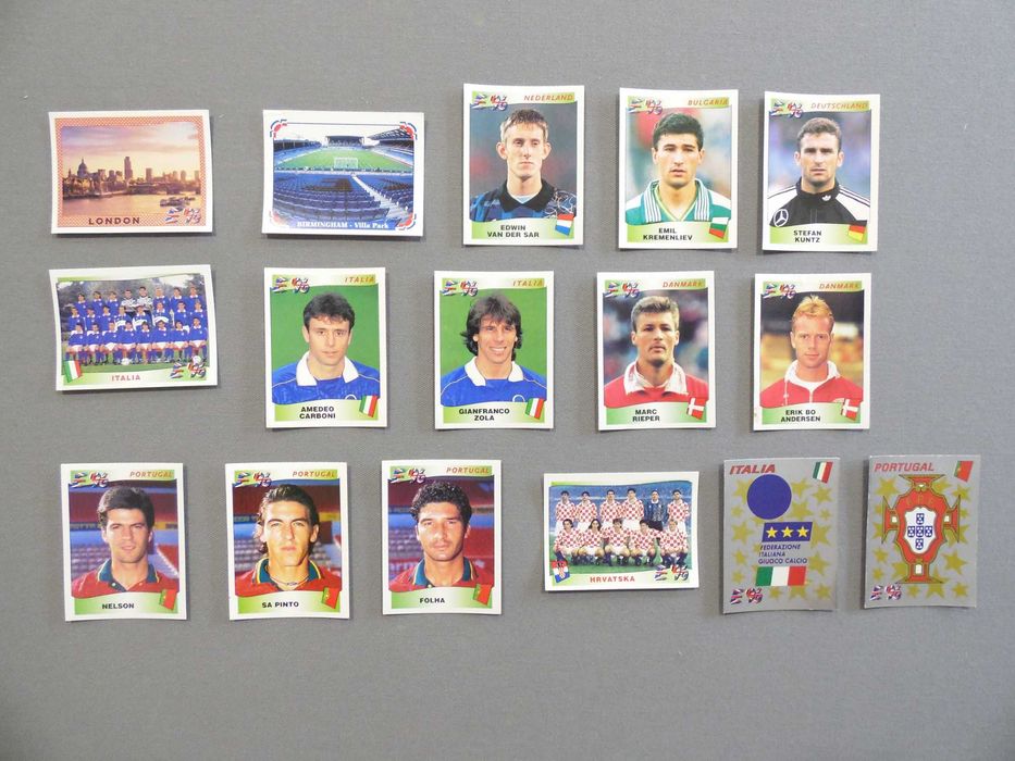 Cromos Panini Euro 88 e 96, Mundial Mexico 86, Italia 90 e USA 94